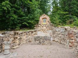Obrázek v ruinách kostela svatého Jiří v zaniklé vsi Lučina Fotografie objektu
