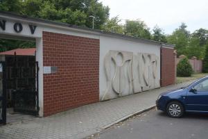 Reliéf Tulipány na ohradní zdi městského hřbitova Litvínov Fotografie objektu