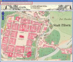 Okno s listem stabilního katastru z katastrálního území Plzeň