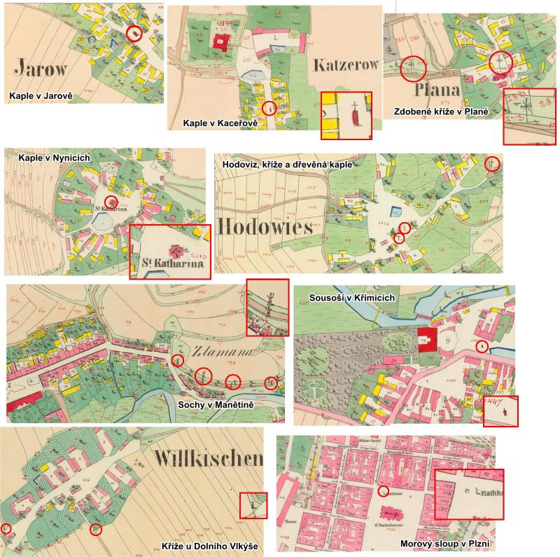 Drobné památky na mapách Stabilního katastru