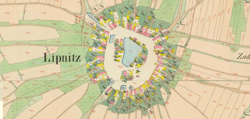 Lipnice na mapě Stabilního katastru